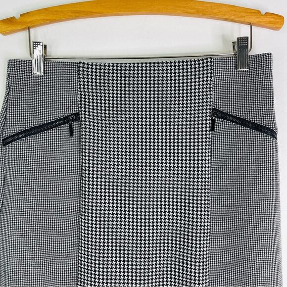 Alfani black white houndstooth knit stretch preppy academia office skirt 8 - Picture 2 of 6